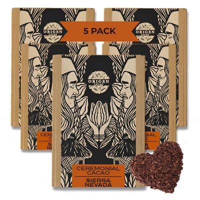 Origen Ceremonial Cacao 100% Pure Cacao Drink Unsweetened, Antioxidant-Rich Indigenous Criollo, Single-Origin Vegan Grated, 5 lb Bulk Pack