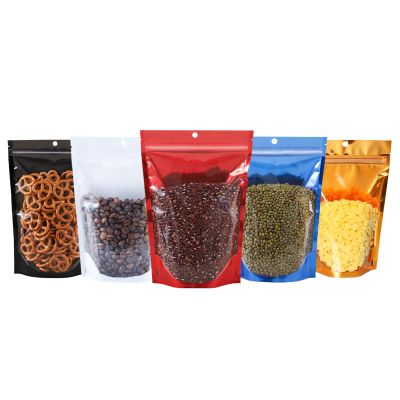 100 Pack Mylar Smell Proof Bags, Resealable Aluminum Foil Stand Up Pouches with Clear Window & Hang Hole, Reusable Zipper Lock Food Storage Sealable Bags for Packaging, Mixed Color 4.77.8 Inch