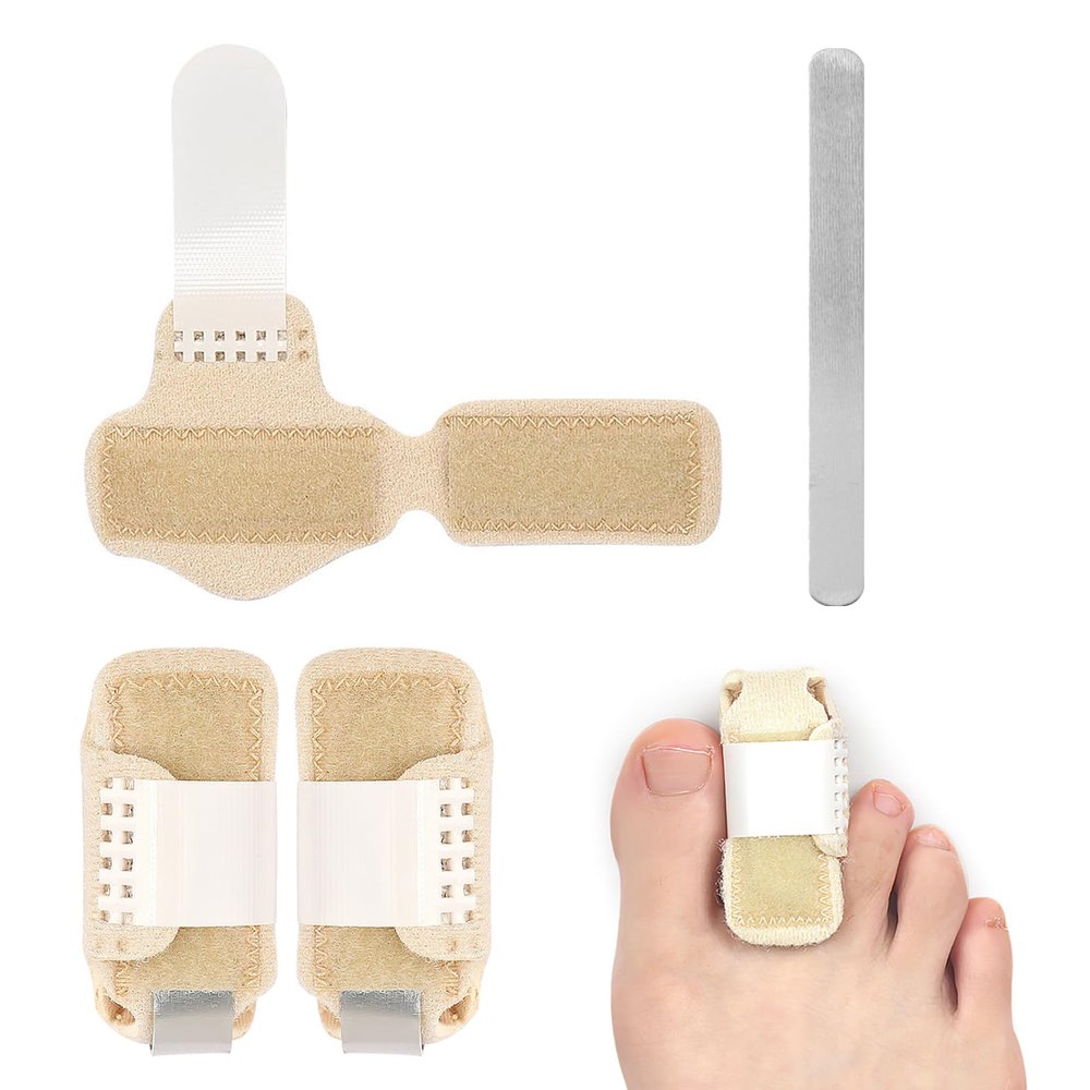12 Pack Fabric Hammer Toe Corrector, Fabric Hammer Toe Wraps, Reusable Fabric Buddy Wraps for Broken Toes, Toe Bandages Protectors for Crooked Toes, Curled Toes, Bent Toes (White-Toe Splints 3PCS)