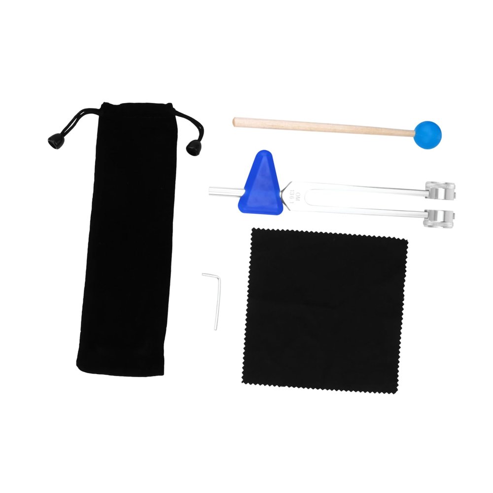 SWOOMEY 1Set Healing Tuning Fork Chakra for Yoga Meditation Includes Drumstick Cloth Bag for Body and Mind Improvement