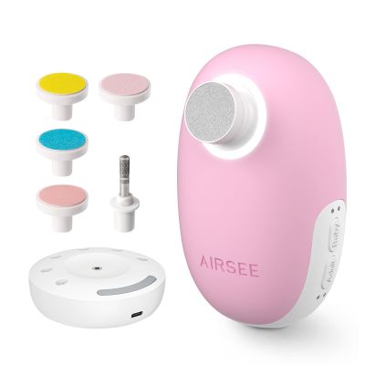 AIRSEE Baby Nail Trimmer Electric, Newborn Nail Clipper with Light, Safe & Easy Electric Nail File Baby Nail Clippers Baby Nail Care Set with LED Light, 6 Replacement Heads & Storage Case, Pink