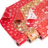RJVW Small Christmas Gift Wrapping Paper Rolls,3 Rolls 17inches x 198inches Reversible Gift Wrapping Paper, Red Gold White Wrapping Paper, Snowflakes, Stripes, Plaid, Santa hat, Christmas decorations view 1
