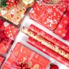 RJVW Small Christmas Gift Wrapping Paper Rolls,3 Rolls 17inches x 198inches Reversible Gift Wrapping Paper, Red Gold White Wrapping Paper, Snowflakes, Stripes, Plaid, Santa hat, Christmas decorations view 3