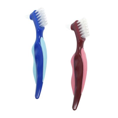 OUNONA 2Pcs Double-Sided Denture Brush Set Soft Bristles Waterproof Denture Cleaning Tool for Travel Suitable for Elderly and Wearers