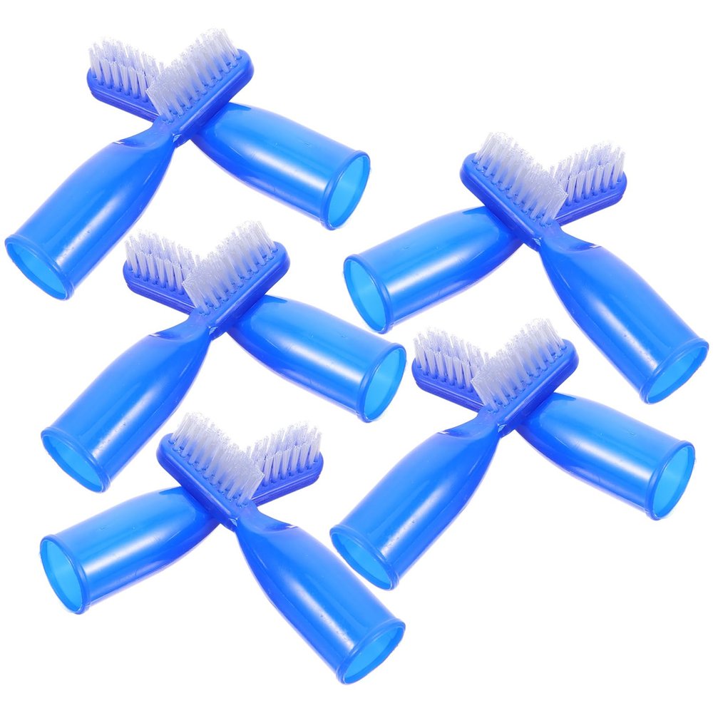 NOLITOY 10pcs Compact Finger Toothbrush Plastic Blue for Prison Cleaning