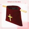 Religious Velvet Offering Bag, Wooden Handles With Cross Embroidery For Donations And Church Services view 2