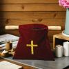 Religious Velvet Offering Bag, Wooden Handles With Cross Embroidery For Donations And Church Services view 4