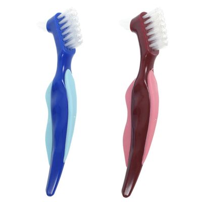 CALLARON 2Pcs Double-Sided Denture Cleaning Brush Set Soft Bristles for Effective Denture Care Suitable for Adults and Seniors Includes Gum Toothbrush for Braces