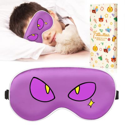Miss Adola Sleep Mask for Kids - Cute Cartoon Silk Eye Mask for Sleeping with Adjustable Strap Soft Smooth Light Silk Kids Eye Cover for Boys Girls Teens, Purple Red Eye