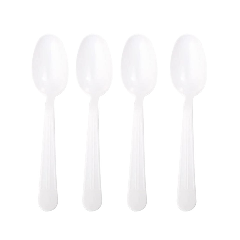 1000 Count Extra Disposable Plastic Tea Spoon White Silverware Reusable Disposable Cutlery, Bulk Heavy Duty Utensils, Great for Celebrations and Everyday Use