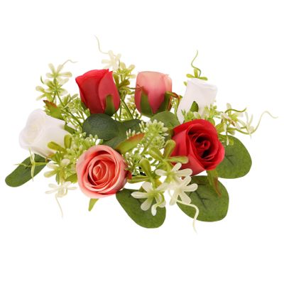 Abaodam Candle Ring Wreath Faux Rose Floral Centerpiece for Weddings and Valentine's Day for Table Decor Easy to Hang Multipurpose Candle Decorations Romantic Atmosphere