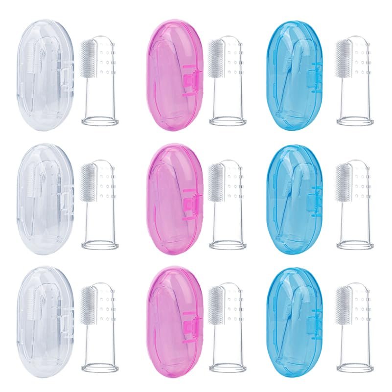BUTIFULSIC Silicone Baby Finger Toothbrush with Storage Boxes Soft Infant and Toddler Oral Cleaning Brush Portable Travel Dental Care Set for Gentle Teeth Cleaning