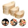 Zerodeko 100Pcs Disposable Wooden Sushi Boat Plates Creative Sashimi Tray for Snacks Desserts Appetizers Design for Home and Restaurant Use view 4