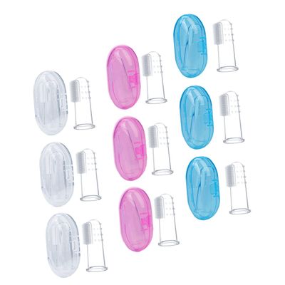 OUNONA 9pcs Baby Finger Toothbrush Set Food-Grade Silicone Infant and Toddler Oral Care Soft and Safe for 0-3 Years Includes Storage Box for Teething Babies