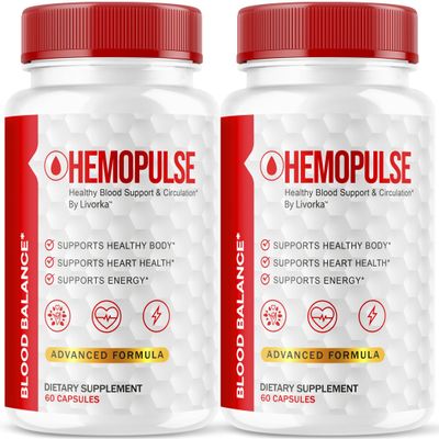 (2 Pack) HemoPulse Capsules - Official HemoPulse Supplement Pills Advanced Blood Support Formula, All Natural HemoPulse Support Health & Wellness Multivitamin Reviews, 120 Capsules for 2 Months