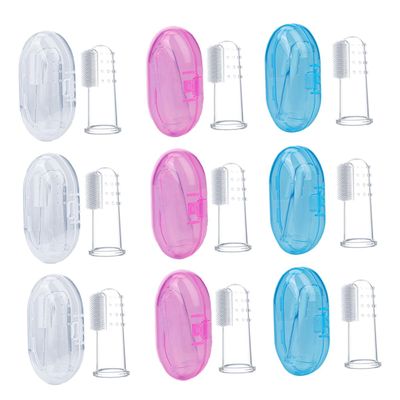 COOLHIYA 9Pcs Silicone Finger Toothbrush for Oral Care Tool with Storage Box Gentle Ergonomic Design for Years Safe and Durable Mouth Cleaner