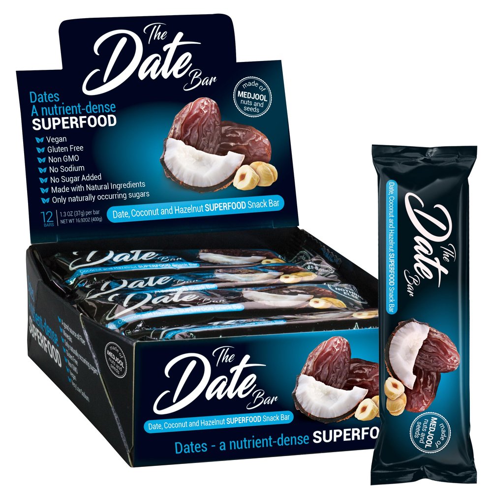 Fruit Nut Seed Healthy Snacks Pack, Medjool Date Coconut Hazelnut Bars, Vegan, Gluten Free, No Sugar Added Energy Bar, 12 Ct (1.3 oz each)
