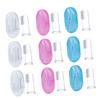 Mikinona 9Pcs Silicone Finger Toothbrush with Storage Box Dual Sided Oral Cleaning Brush for Years Teeth Cleaner Gum Massager Transparent Blue Pink Colors view 1