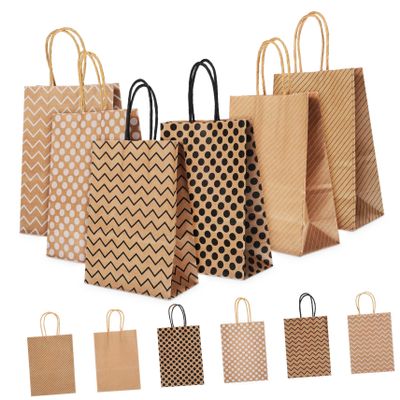 WOFASHPURET 12Pcs Kraft Paper Bags with Handles Stylish Brown Paper Bags for Gifting Shopping and Parties Lightweight and Convenient for Multiple Occasions