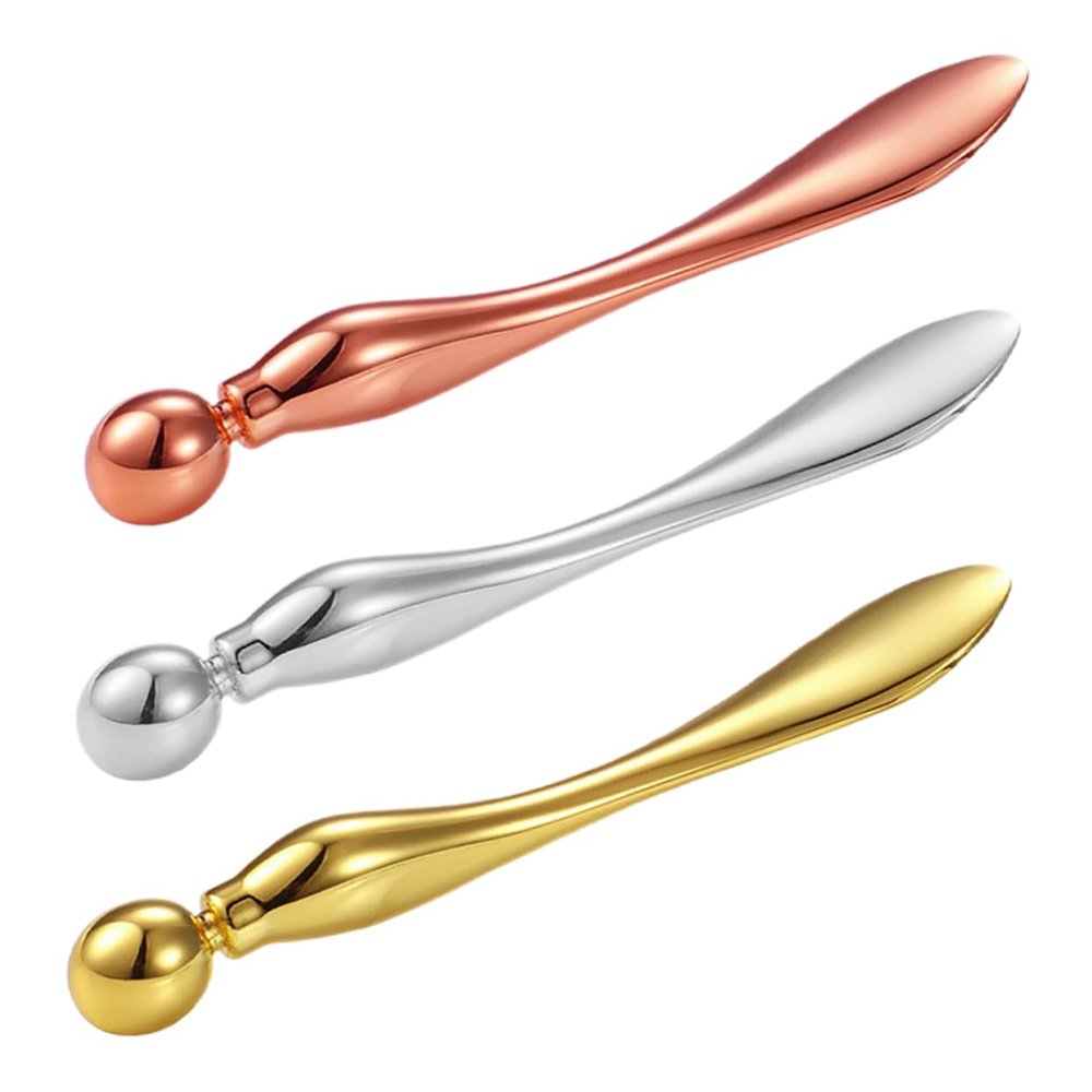 Ipetboom 3Pcs Eye Cream Applicator Zinc Alloy Face Cream Stick Tool for Skincare Portable Facial Massager for Enhanced Absorption and Effortless Application