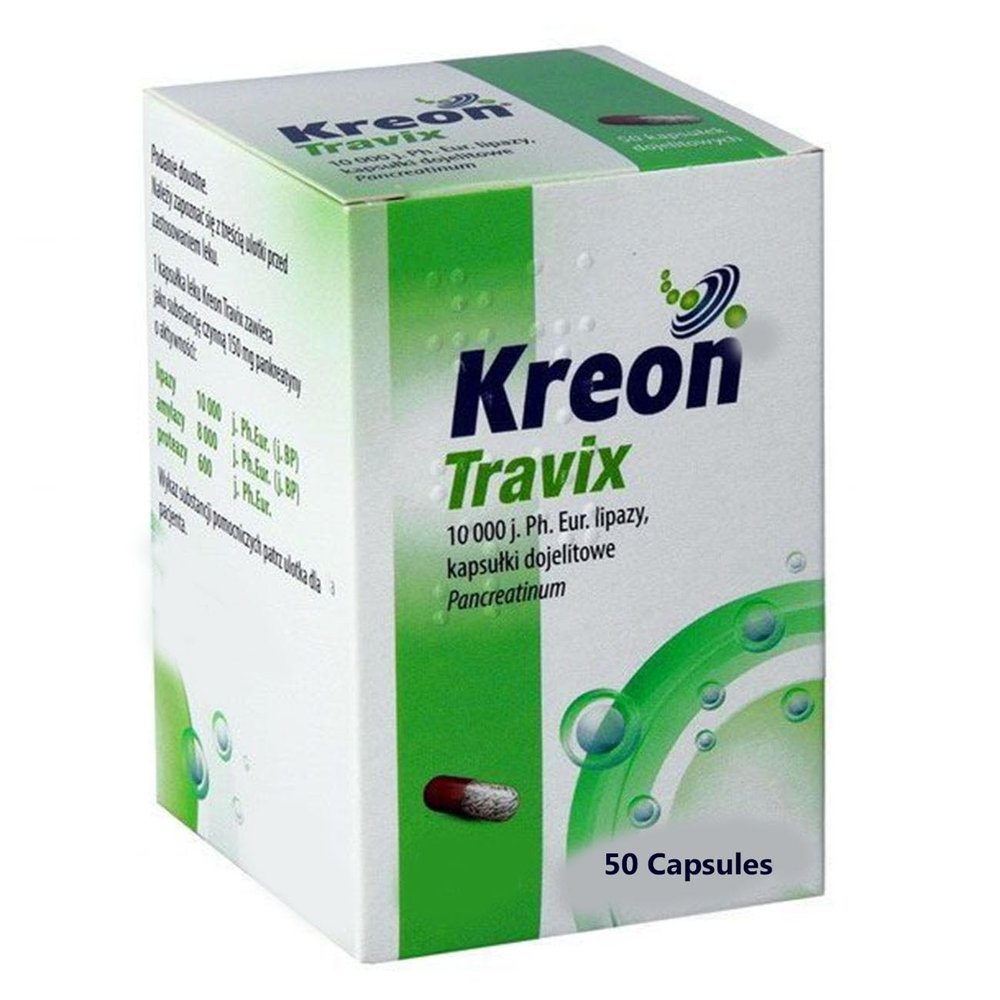Formula Kreon Travix 50CPS, European Version 10000, Daily Enzyme Blend Supplement