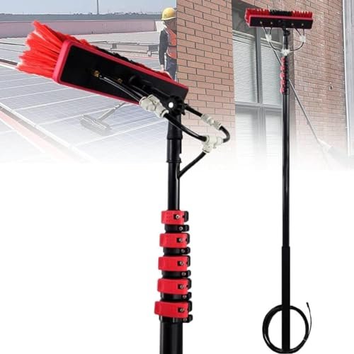 Telescopic Brush with Water Connection,Window Squeegee with Telescopic Rod,Conservatory Cleaning Set with Photovoltaic Cleaner Telescopic Rod Window,Patio Roof,Solar 55CM,5.4M