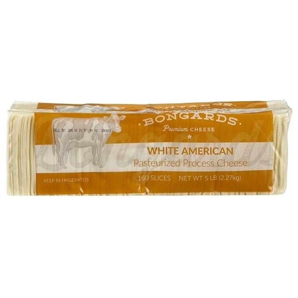 Bongards White American Cheese Slices, Pasteurized Processed, 5 Pound, 4 per Case