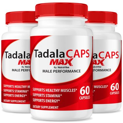 NutraVibe (3 Pack) TadalaCaps Max Capsules Premium Formula with a Clean, Powerful Blend to Support Stamina, Performance, & Overall Health | Natural, Easy-to-Swallow Pills (180 Capsules)
