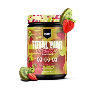 REDCON1 Total War Reloaded Pre Workout, Strawberry Kiwi - Creatine, Beta Alanine + L-Citrulline Malate Keto Friendly for Men & Women with 350mg of Caffeine - Fast Acting (30 Servings)