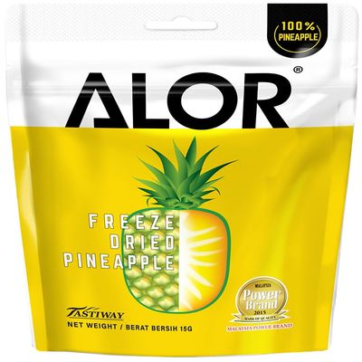 ALOR 100% Freeze Dried Pineapple Chunks Unsweetened, No Sugar Added, Pure Fruit Snack Crunchy, Crispy & Gluten-Free Healthy Dehydrated fruit, (15 Gram x 8 Pack - Pineapple)
