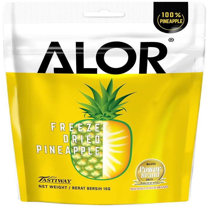 ALOR 100% Freeze Dried Pineapple Chunks Unsweetened, No Sugar Added, Pure Fruit Snack Crunchy, Crispy & Gluten-Free Healthy Dehydrated fruit, (15 Gram x 8 Pack - Pineapple)