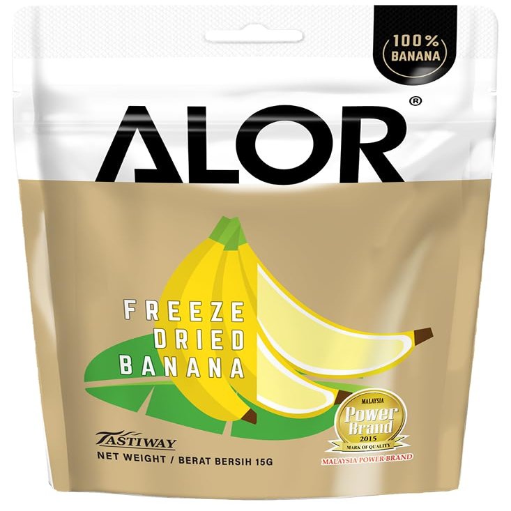 ALOR 100% Natural Dried Banana Slices Unsweetened, No Sugar Added, Real Fruit Snack Crunchy, Crispy & Gluten-Free Healthy Freeze-Dried Chips, (15 Grams x 8 Packs - Banana)