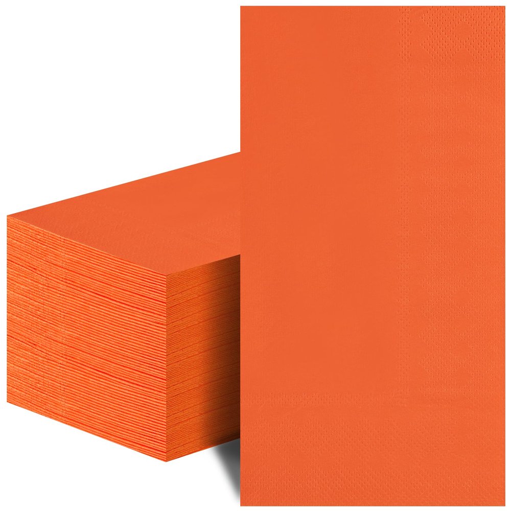 100 Pcs Orange Paper Napkins Disposable - Orange Guest Dinner Napkins for Bathroom Wedding Birthday Picnic Easter Party