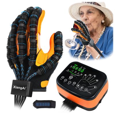 XiangAi Rehabilitation Robot Gloves for Hand Hemiplegia Stroke Recovery, Finger Rehab Robotic Glove Strokes Therapy Equipment, 4 Modes, 2600mAh Rechargeable, S/M/L/XL Sizes