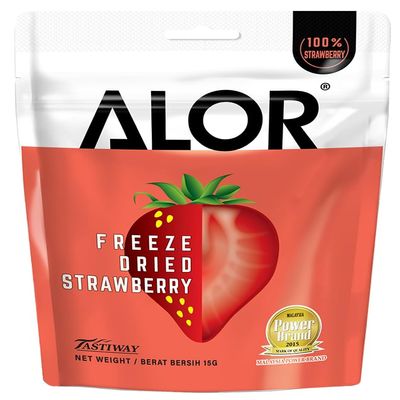 ALOR 100% Natural Dried Strawberries Unsweetened, No Sugar Added, Real Fruit Snack Crispy, Crunchy & Gluten-Free Healthy Freeze-Dried Strawberry Slices, (15 Grams x 8 Packs- Strawberry)