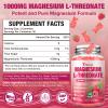 2 Pack Magnesium L-Threonate Gummies 1000mg, Sugar-Free Magnesium Threonate Supplement for Kids & Adults, Nervous & Muscle System Support, Non-GMO, Raspberry Flavor, 120 Count view 2