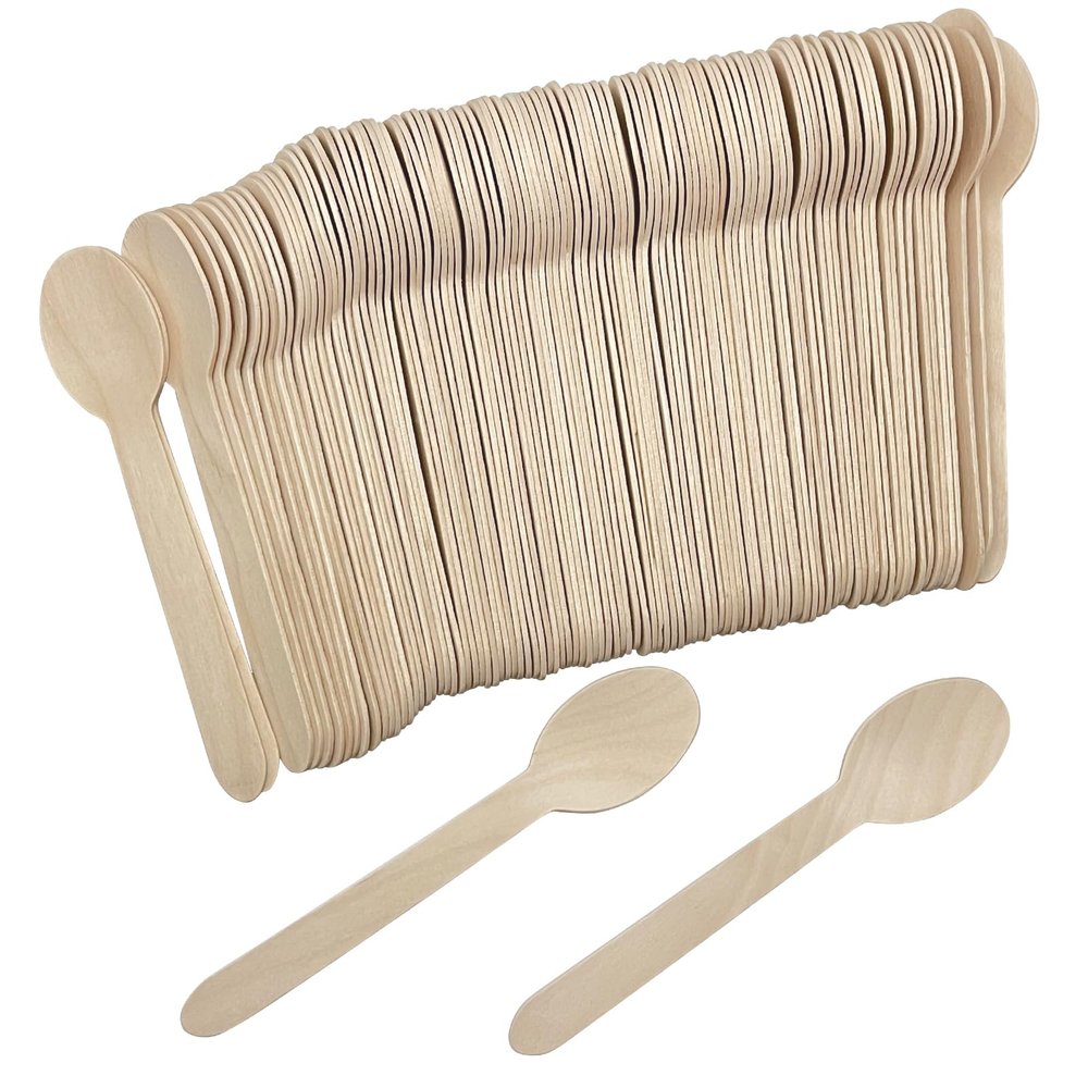 1000PCS Wooden Spoons Disposable - 6.3 Inch Natural Bamboo Spoons, Compostable and Biodegradable, Ideal for Eating, Crafts, Weddings, Picnics, BBQs, Birthdays and Outdoor Events