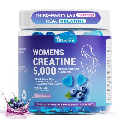 IIEltruiom Creatine Gummies for Women 5000mg Sugar Free Creatine Monohydrate Chews for Strength, Lean Muscle & Recovery, with Collagen & BCAA, Pre Workout Supplement, 90 Gummies