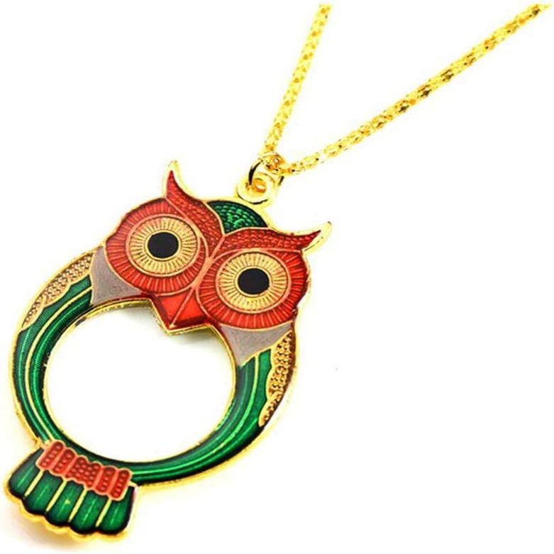 10X Magnifying Glass Necklace Decoration Magnifier The Best Reading Magnifier for Small Prints Low Vision Seniors owl Marriage