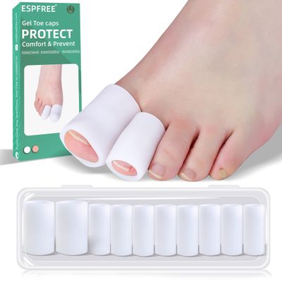 10 Pack Toe Protectors for Women&MenSilicone Toe Covers with Storage Case, Big Toe Size Upgrade for Pain Relief from Rubbing, Blisters, Corns(White Two Open Ends)