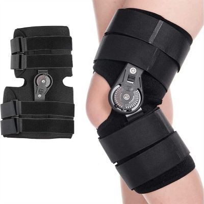 UMJIGF Knee Support, Adjustable Hinged Knee Immobilizer Brace, Breathable Straight Knee Brace, Ideal for Hyperextension and Lockout Treatment