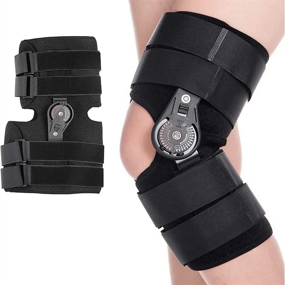 UMJIGF Knee Support, Adjustable Hinged Knee Immobilizer Brace, Breathable Straight Knee Brace, Ideal for Hyperextension and Lockout Treatment