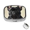 Pill Box 2 Compartment Medicine Pill Case for Pocket or Purse Mini Metal Pill Holder French Bulldog Pill Case Vitamin Organizer Portable Travel Pill Container to Hold Supplements Vitamins view 1
