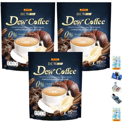 DewCoffee By PiDew Instant Roasted Mix Coffee 225g/Pack Arabica Smooth Natural Delicious Fruit Snack Good Shape (of 3) By Thaigiftshop [Get Free Tomato Facial Mask]
