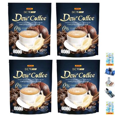 DewCoffee By PiDew Instant Roasted Mix Coffee 225g/Pack Arabica Smooth Natural Delicious Fruit Snack Good Shape (of 4) By Thaigiftshop [Get Free Tomato Facial Mask]