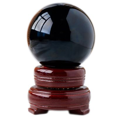 beisup Black Obsidian Crystal Ball with Stand for Fengshui, Meditation, Divination, Home Decoration, Healing Gemstone Black Magic Crystal Sphere,Diameter 4.7"