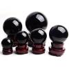 beisup Black Obsidian Crystal Ball with Stand for Fengshui, Meditation, Divination, Home Decoration, Healing Gemstone Black Magic Crystal Sphere,Diameter 4.7" view 2