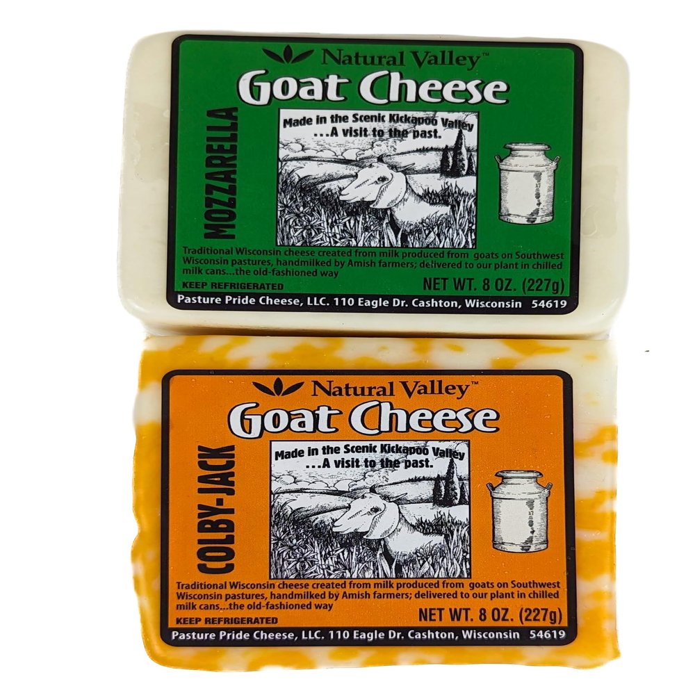 Amish Country Mozzarella (2 x 8 oz) and Colby Jack Goat Cheese (2 x 8 oz)