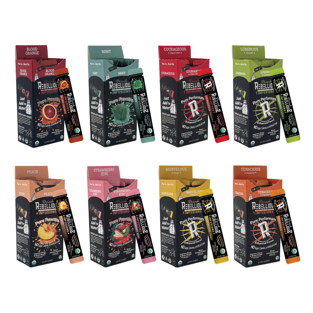 Rebellious Organic Energy Drink Mix Pure Function & Performance Bundle (8 Packs, 10 Counts on Each) 0 Calories, Sugar Free, Loaded with Antioxidants, L-Theanine, and Natural Caffeine 80 Counts