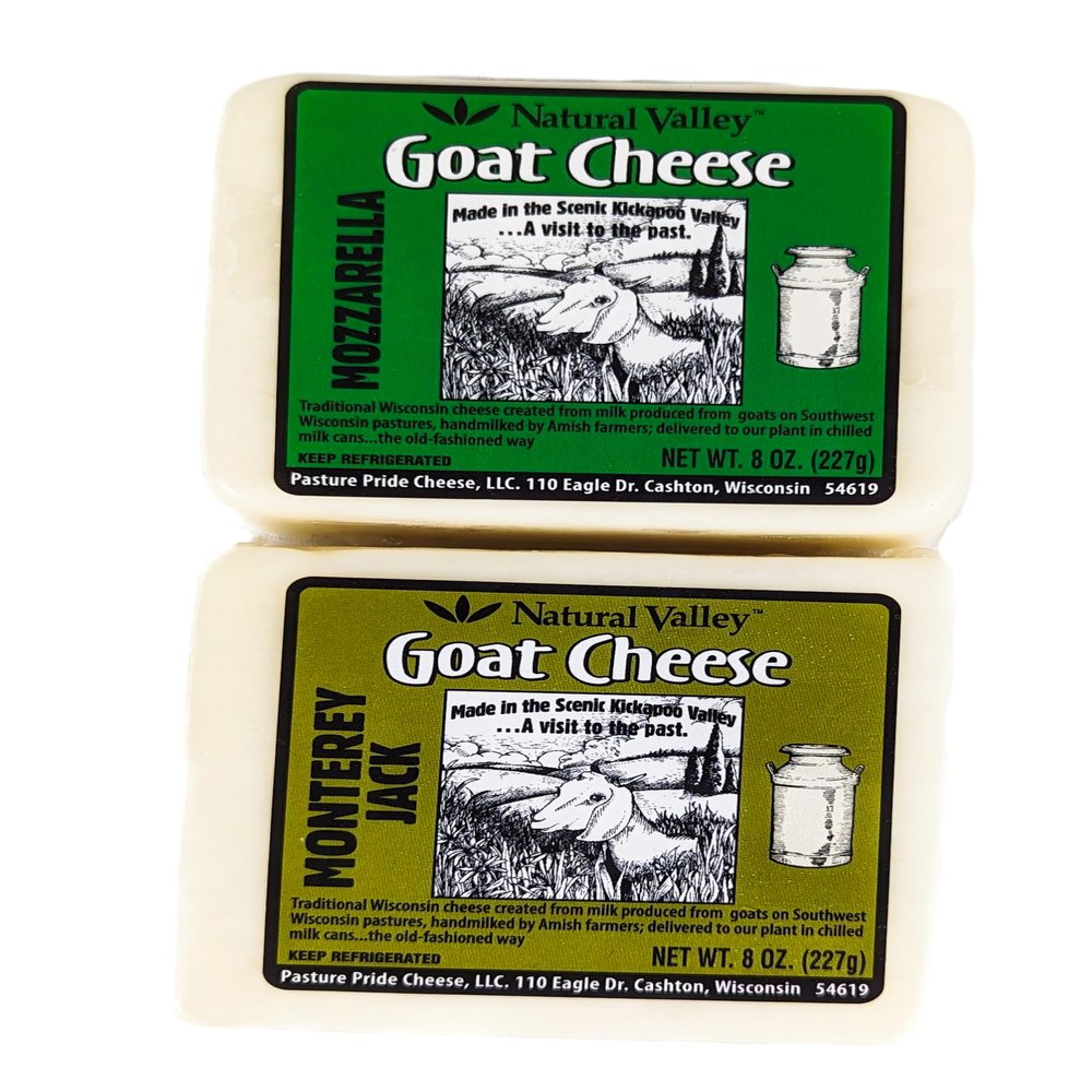 Amish Country Mozzarella (3 x 8 oz) and Monterey Jack Goat Cheese (3 x 8 oz)